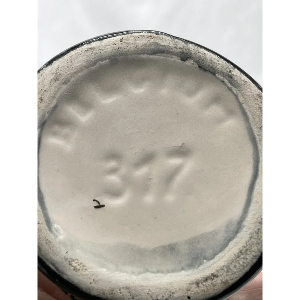 Vintage H Bequet #317 Hand Painted Belgium Pitcher Vase  Pink Floral Gold Black